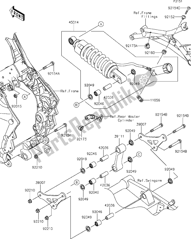 Todas as partes de 32 Suspension/shock Absorber do Kawasaki KLZ 1000 Versys S 2021