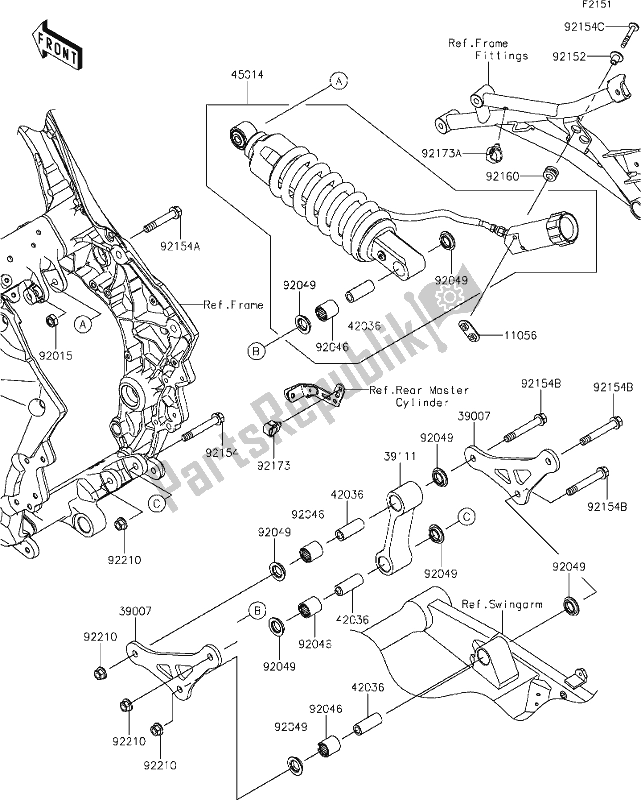 All parts for the 32 Suspension/shock Absorber of the Kawasaki KLZ 1000 Versys S 2021