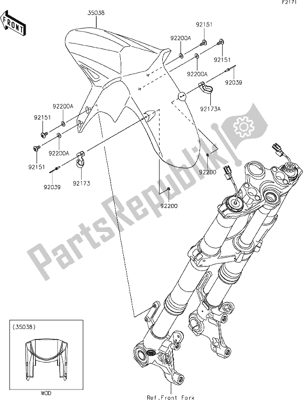 Todas las partes para 34 Front Fender(s) de Kawasaki KLZ 1000 Versys S 2021