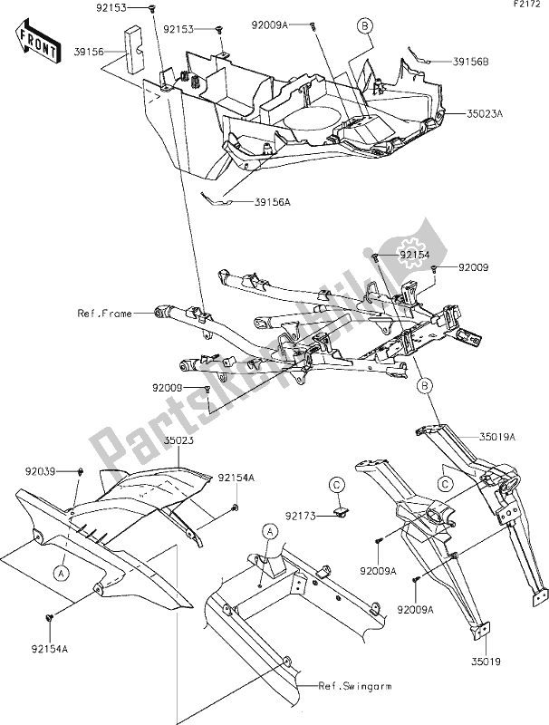 Wszystkie części do 35 Rear Fender(s) Kawasaki KLZ 1000 Versys S 2021