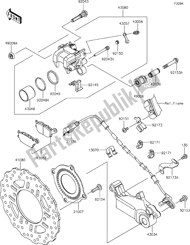 Tutte le parti per il 45 Rear Brake del Kawasaki KLZ 1000 Versys S 2021