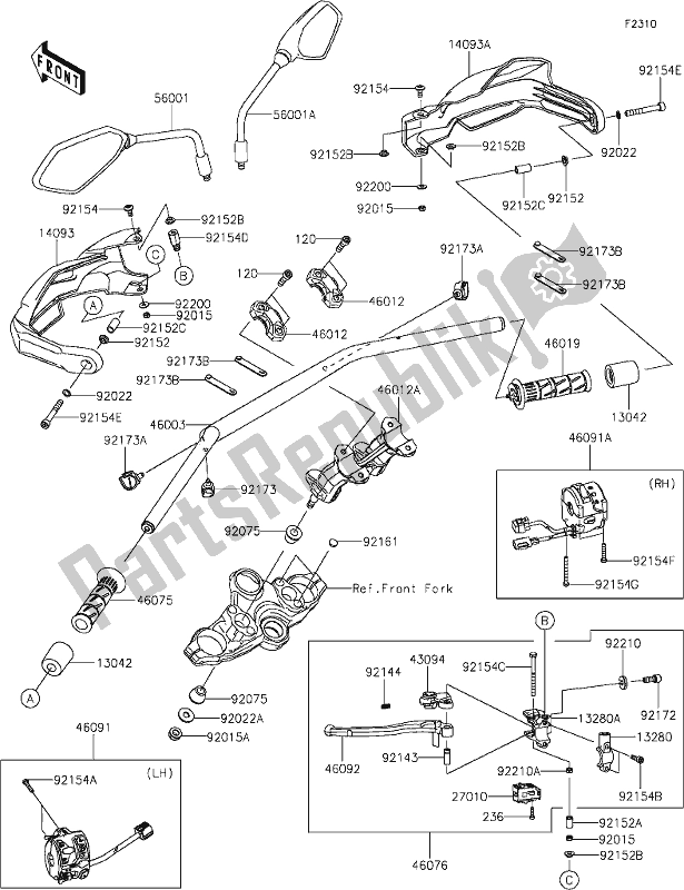 All parts for the 46 Handlebar of the Kawasaki KLZ 1000 Versys S 2021