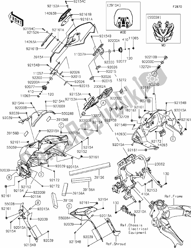 Todas as partes de 61-1cowling(upper) do Kawasaki KLZ 1000 Versys S 2021