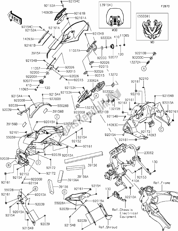 Todas las partes para 61 Cowling(upper) de Kawasaki KLZ 1000 Versys S 2021