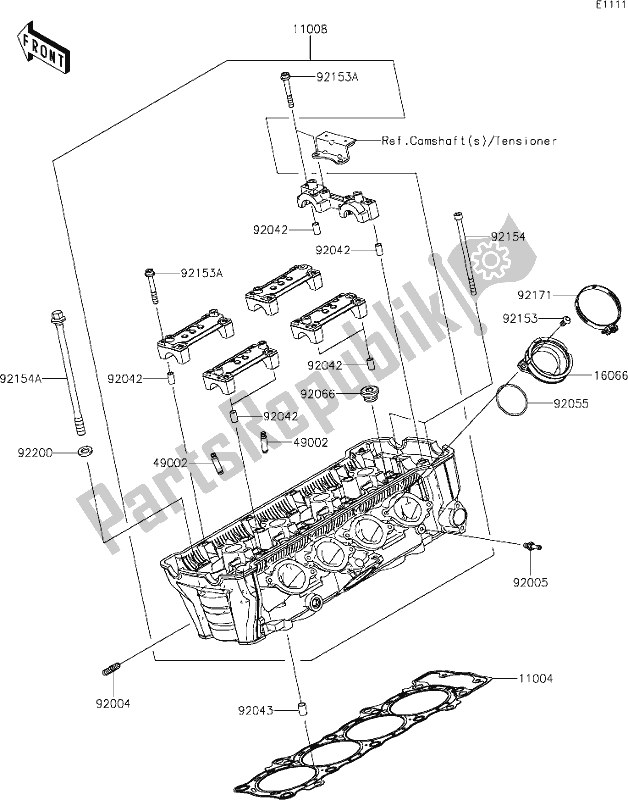 Alle onderdelen voor de 1 Cylinder Head van de Kawasaki KLZ 1000 Versys SE 2019