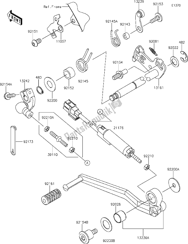 Alle onderdelen voor de 13 Gear Change Mechanism van de Kawasaki KLZ 1000 Versys SE 2019