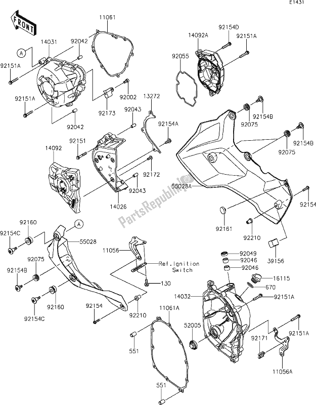 All parts for the 16 Engine Cover(s) of the Kawasaki KLZ 1000 Versys SE 2019