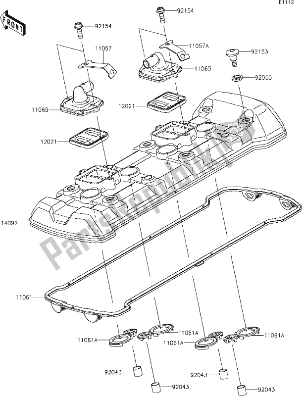 Alle onderdelen voor de 2 Cylinder Head Cover van de Kawasaki KLZ 1000 Versys SE 2019