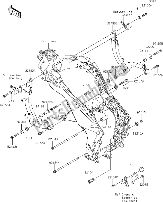 Alle onderdelen voor de 29 Engine Mount van de Kawasaki KLZ 1000 Versys SE 2019