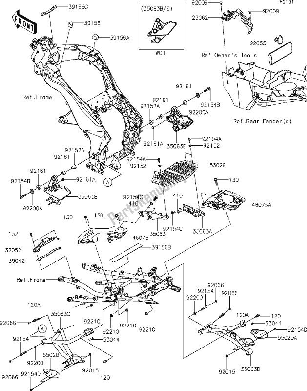 Alle onderdelen voor de 30 Frame Fittings van de Kawasaki KLZ 1000 Versys SE 2019