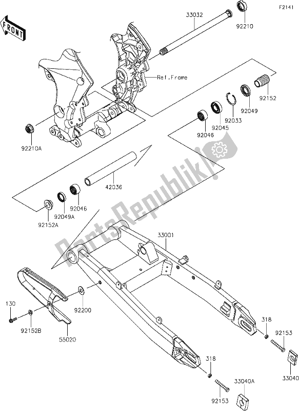 Toutes les pièces pour le 31 Swingarm du Kawasaki KLZ 1000 Versys SE 2019