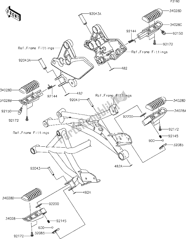 All parts for the 33 Footrests of the Kawasaki KLZ 1000 Versys SE 2019