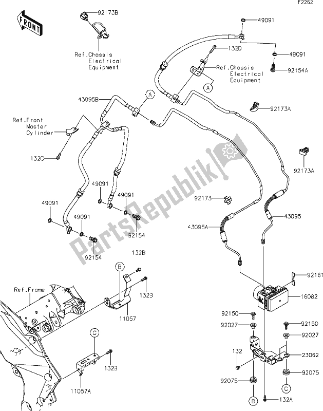 Alle onderdelen voor de 41 Brake Piping van de Kawasaki KLZ 1000 Versys SE 2019