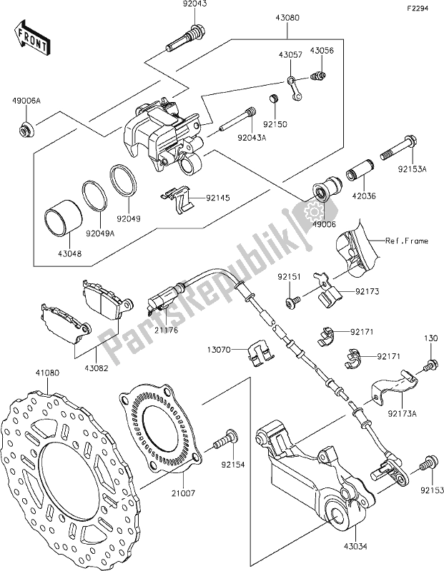 All parts for the 45 Rear Brake of the Kawasaki KLZ 1000 Versys SE 2019