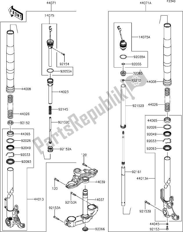 Wszystkie części do 47 Front Fork Kawasaki KLZ 1000 Versys SE 2019