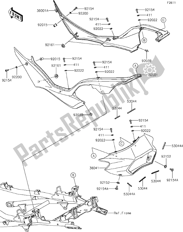 Todas las partes para 52 Side Covers de Kawasaki KLZ 1000 Versys SE 2019