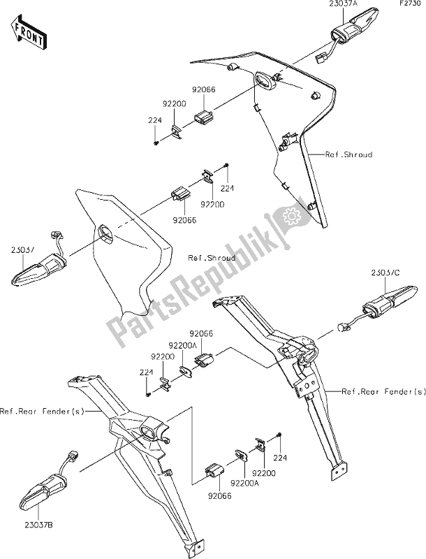 Alle onderdelen voor de 55 Turn Signals van de Kawasaki KLZ 1000 Versys SE 2019