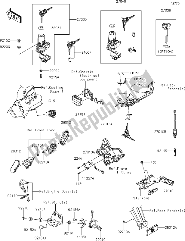 Alle onderdelen voor de 57 Ignition Switch van de Kawasaki KLZ 1000 Versys SE 2019