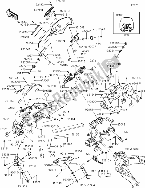 All parts for the 61-1cowling(upper) of the Kawasaki KLZ 1000 Versys SE 2019