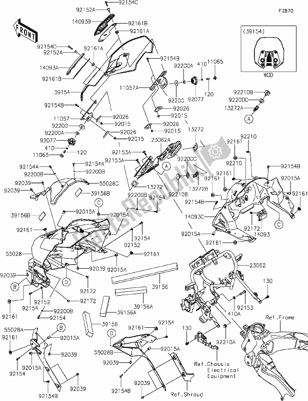 Alle onderdelen voor de 61 Cowling(upper) van de Kawasaki KLZ 1000 Versys SE 2019