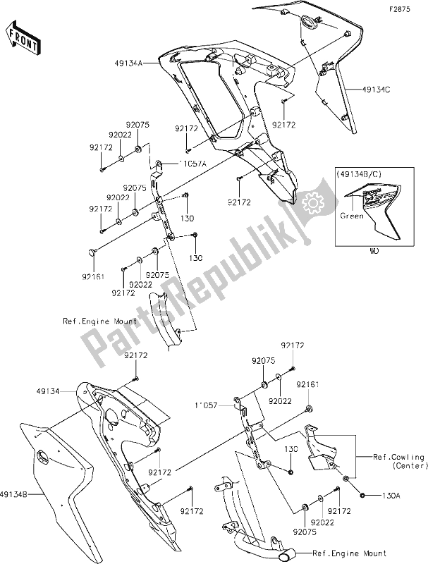 Alle onderdelen voor de 63 Shroud van de Kawasaki KLZ 1000 Versys SE 2019