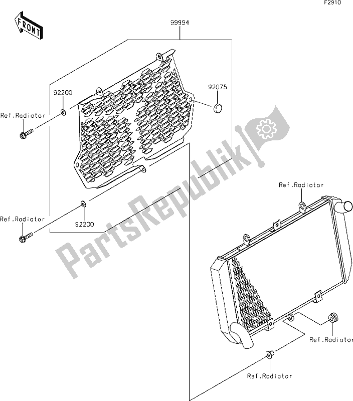 Alle onderdelen voor de 64 Accessory(radiator Trim) van de Kawasaki KLZ 1000 Versys SE 2019