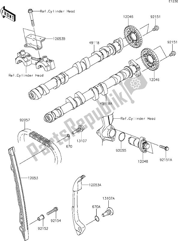 Todas las partes para 7 Camshaft(s)/tensioner de Kawasaki KLZ 1000 Versys SE 2019