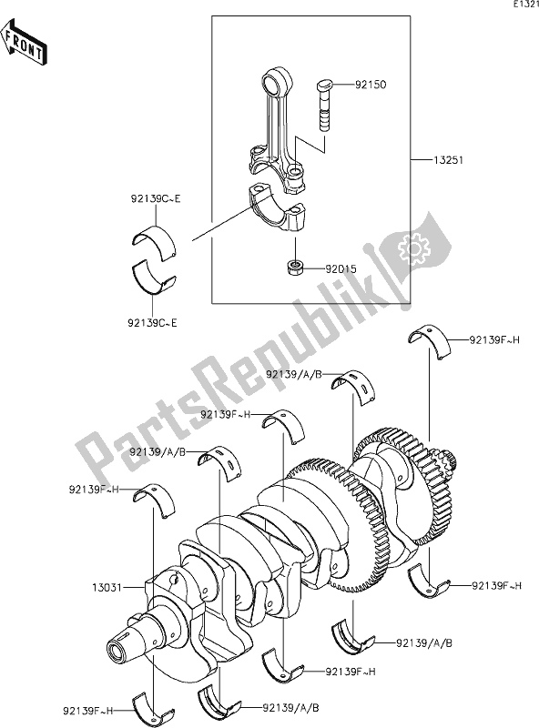 Alle onderdelen voor de 8 Crankshaft van de Kawasaki KLZ 1000 Versys SE 2019