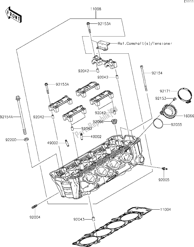 Alle onderdelen voor de 1 Cylinder Head van de Kawasaki KLZ 1000 Versys SE 2020