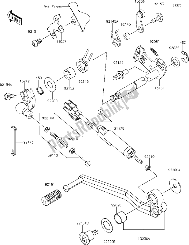 Alle onderdelen voor de 13 Gear Change Mechanism van de Kawasaki KLZ 1000 Versys SE 2020