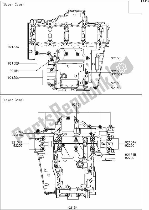 Toutes les pièces pour le 15 Crankcase Bolt Pattern du Kawasaki KLZ 1000 Versys SE 2020