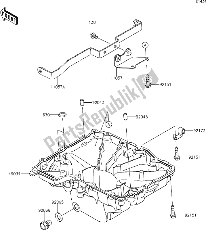 Alle onderdelen voor de 17 Oil Pan van de Kawasaki KLZ 1000 Versys SE 2020