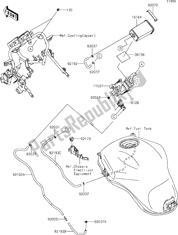 Alle onderdelen voor de 21 Fuel Evaporative System van de Kawasaki KLZ 1000 Versys SE 2020