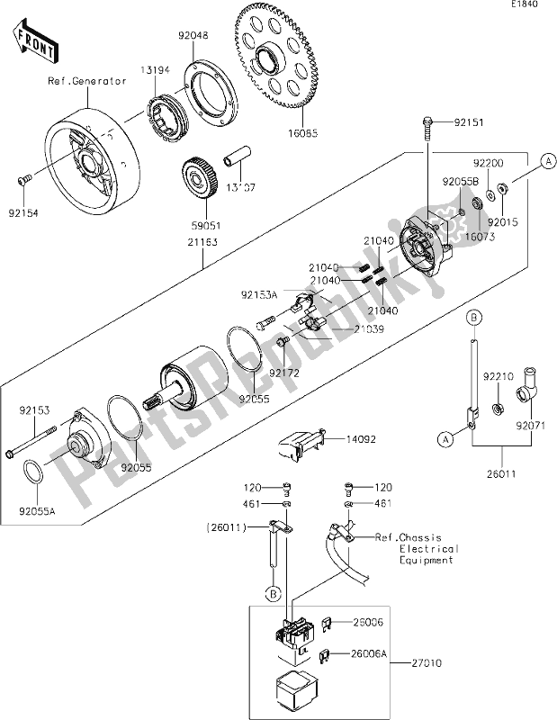Alle onderdelen voor de 25 Starter Motor van de Kawasaki KLZ 1000 Versys SE 2020