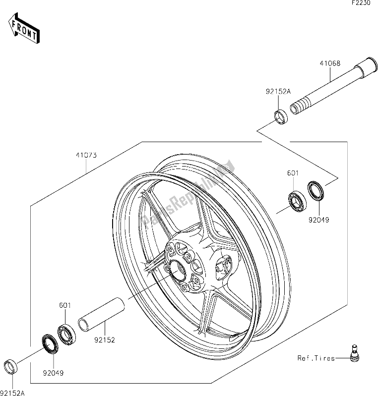 Toutes les pièces pour le 38 Front Hub du Kawasaki KLZ 1000 Versys SE 2020