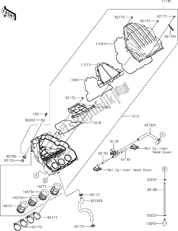 Todas as partes de 4 Air Cleaner do Kawasaki KLZ 1000 Versys SE 2020