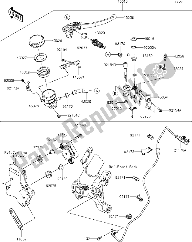 All parts for the 42 Front Master Cylinder of the Kawasaki KLZ 1000 Versys SE 2020