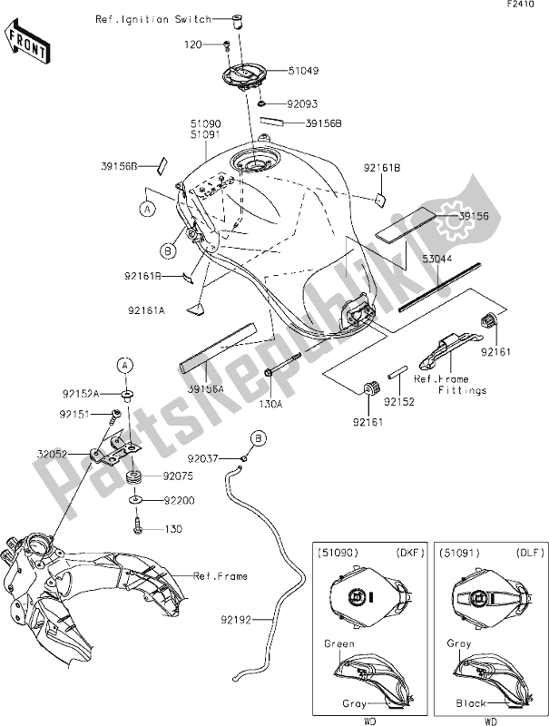 Toutes les pièces pour le 48 Fuel Tank du Kawasaki KLZ 1000 Versys SE 2020