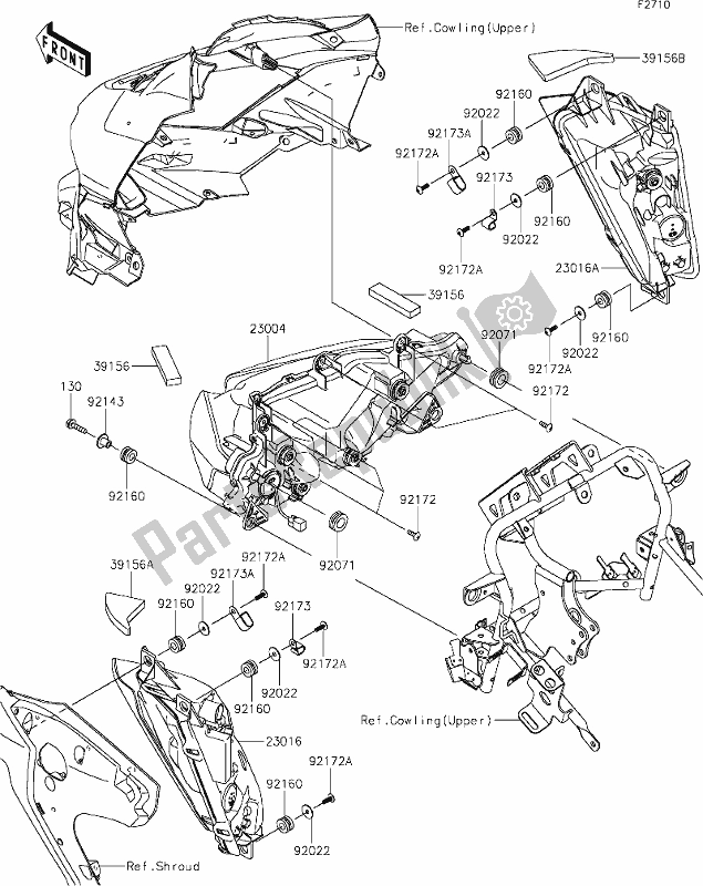 Todas as partes de 53 Headlight(s) do Kawasaki KLZ 1000 Versys SE 2020