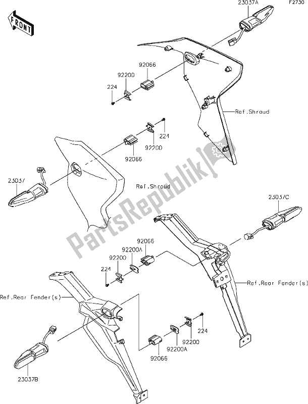 Tutte le parti per il 55 Turn Signals del Kawasaki KLZ 1000 Versys SE 2020