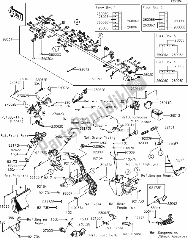 Toutes les pièces pour le 57-1chassis Electrical Equipment(dlf) du Kawasaki KLZ 1000 Versys SE 2020