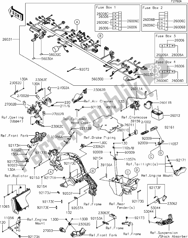 Todas as partes de 57 Chassis Electrical Equipment(dlf) do Kawasaki KLZ 1000 Versys SE 2020