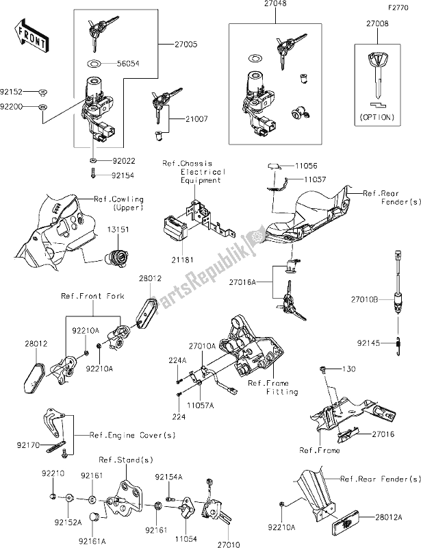 Todas as partes de 58 Ignition Switch do Kawasaki KLZ 1000 Versys SE 2020