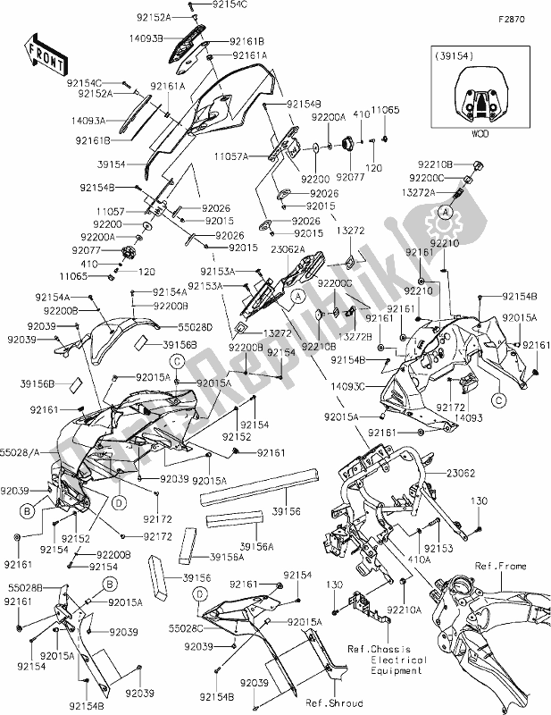Alle onderdelen voor de 63-1cowling(upper) van de Kawasaki KLZ 1000 Versys SE 2020
