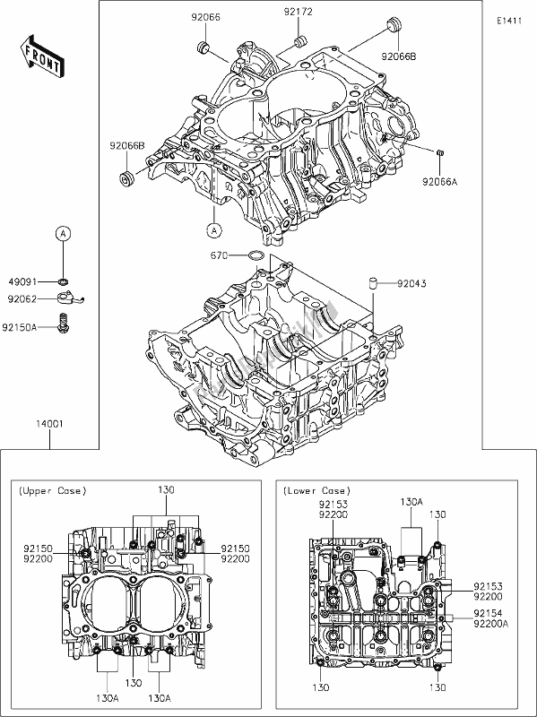 Alle onderdelen voor de 17 Crankcase van de Kawasaki KRF 1000 Teryx KRX 2020
