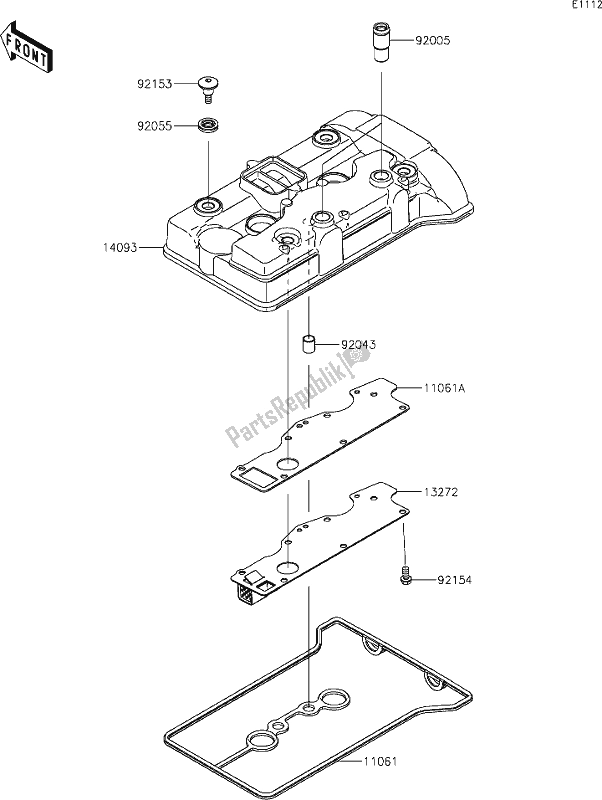 Alle onderdelen voor de 2 Cylinder Head Cover van de Kawasaki KRF 1000 Teryx KRX 2020