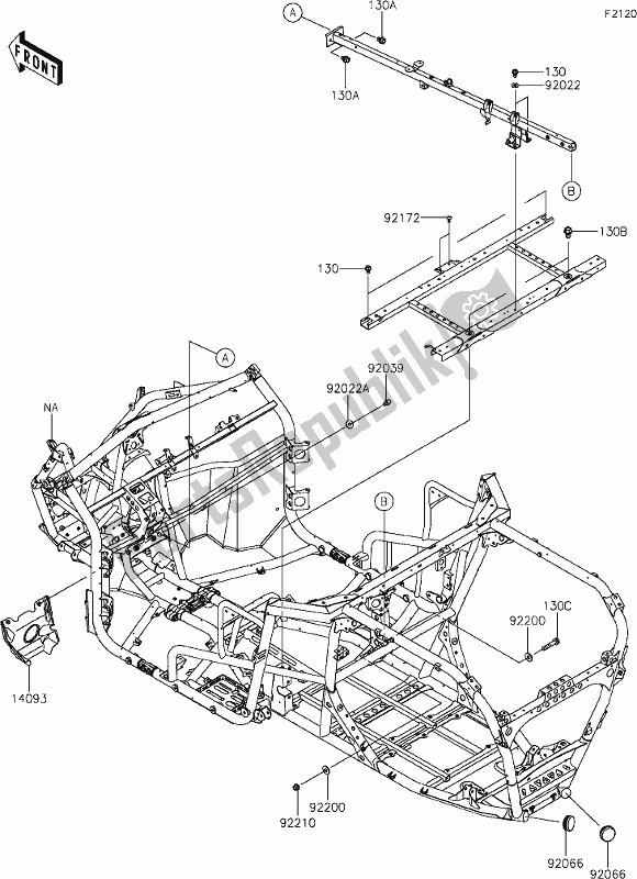 Alle onderdelen voor de 37 Frame van de Kawasaki KRF 1000 Teryx KRX 2020