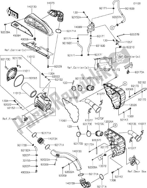 Tutte le parti per il 4-1 Air Cleaner del Kawasaki KRF 1000 Teryx KRX 2020