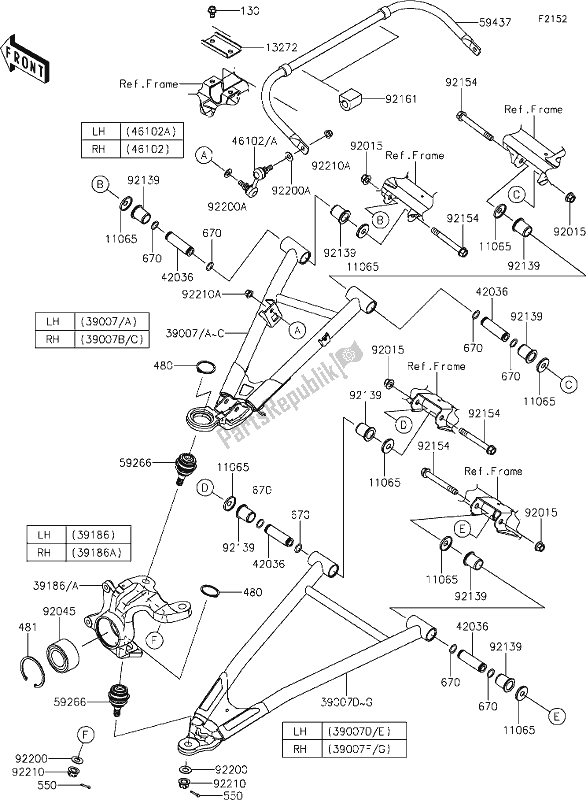 Tutte le parti per il 43 Front Suspension del Kawasaki KRF 1000 Teryx KRX 2020