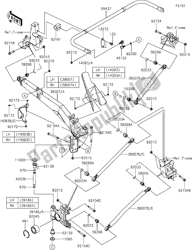 Toutes les pièces pour le 44 Rear Suspension du Kawasaki KRF 1000 Teryx KRX 2020